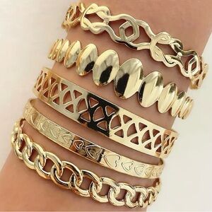 5pc/Set Personality Chain Love Irregular Pattern Saudi Middle East Golden Bangle